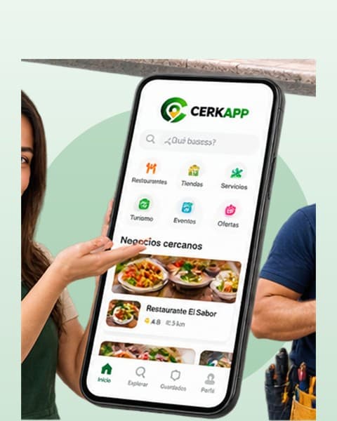 Ilustración de la app CERKAPP en un teléfono