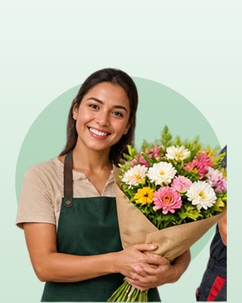 Ilustración de una florista